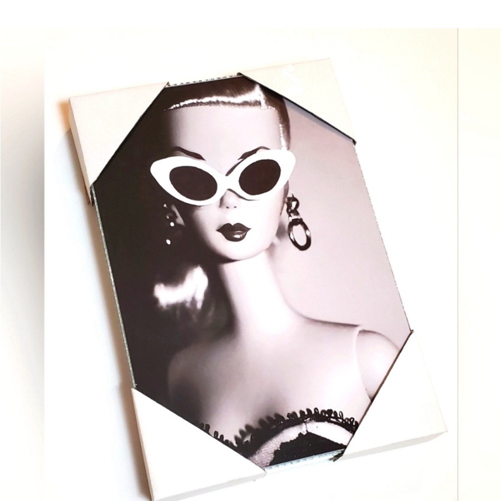 Vintage Barbie Black & White Portrait with Mirror Design Frame, NWT, 12” x 8”